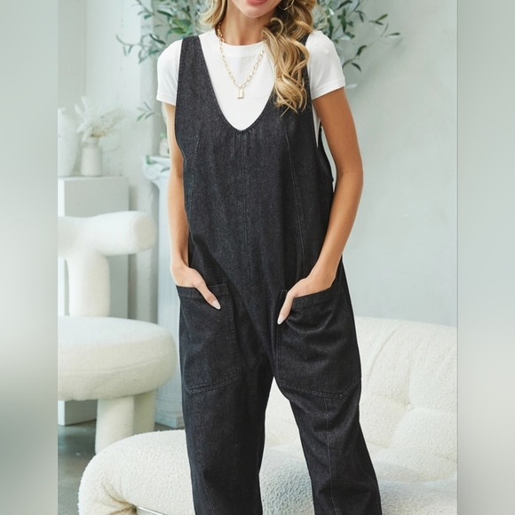 #282 FINAL SALE 🛑S,L Boho Bestseller One-And-Done Denim Jumpsuit - Picture 1 of 16